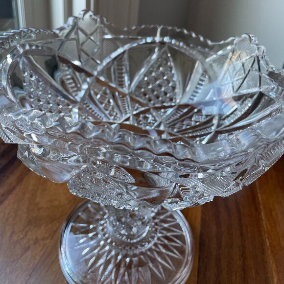 Vintage Mckee Sunbeam EPAG Pressed Glass Large Compote Bowl - Picture 5 of 5